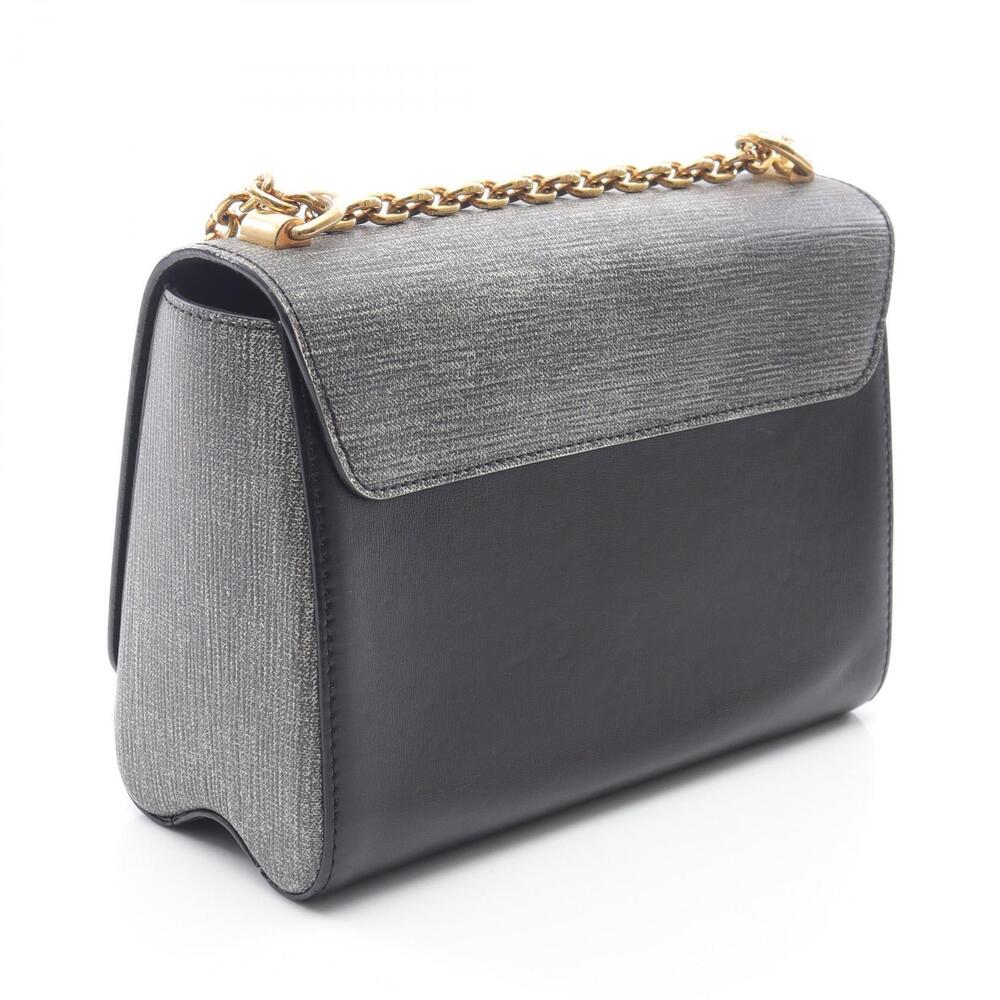 Louis Vuitton Black Bag Gray Leather Twist Shoulder